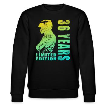 Motorradfahrer 36 Geburtstag Motorrad 36 Jahre - Stanley/Stella Unisex Bio-Sweatshirt CHANGER  - Schwarz - Vorne - Nik (191cm) & Marisol (170cm)