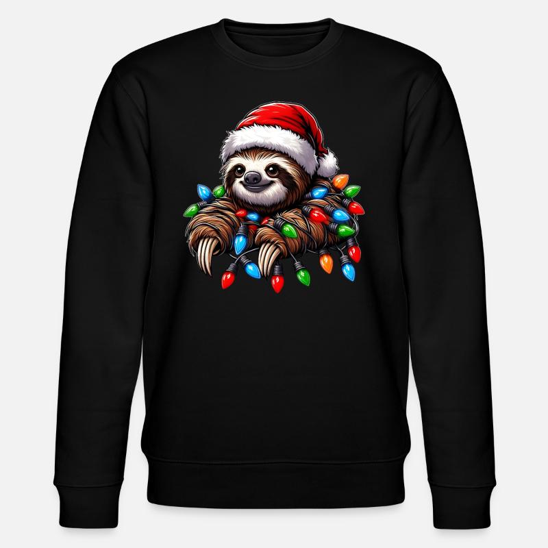 Sloth Santa Hat Xmas - Stanley/Stella CHANGER Unisex Organic Sweatshirt - black
