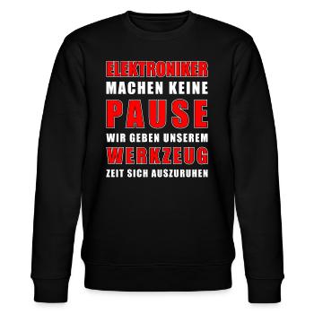 Elektroniker machen keine Pause - Stanley/Stella Unisex Bio-Sweatshirt CHANGER  - Schwarz - Vorne - Nik (191cm) & Marisol (170cm)