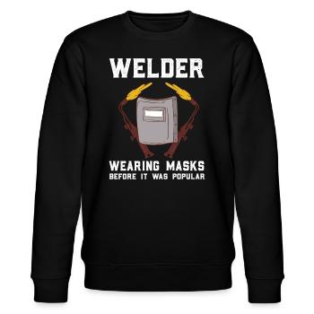 Retro Vintage Welder Mask Welding - Stanley/Stella CHANGER Unisex Organic Sweatshirt - black - Front - Nik (191cm) & Marisol (170cm)