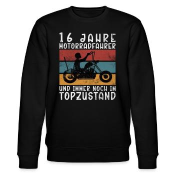 Motorrad 16 Motorradfahrer Moto - Stanley/Stella Unisex Bio-Sweatshirt CHANGER  - Schwarz - Vorne - Nik (191cm) & Marisol (170cm)