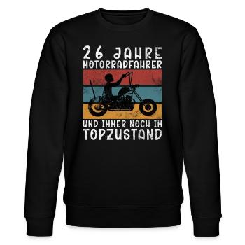 Motorrad 26 Motorradfahrer Moto - Stanley/Stella Unisex Bio-Sweatshirt CHANGER  - Schwarz - Vorne - Nik (191cm) & Marisol (170cm)