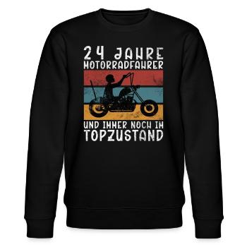 Biker 24 Jahre Motorradfahrer Geburtstag Motorrad - Stanley/Stella Unisex Bio-Sweatshirt CHANGER  - Schwarz - Vorne - Nik (191cm) & Marisol (170cm)