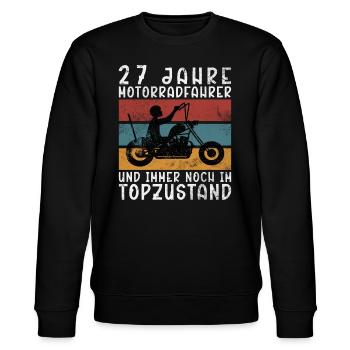 Biker 27 Jahre Motorradfahrer Geburtstag Motorrad - Stanley/Stella Unisex Bio-Sweatshirt CHANGER  - Schwarz - Vorne - Nik (191cm) & Marisol (170cm)