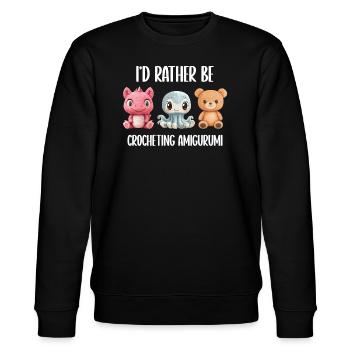 I'd Rather Be Crocheting Amigurumi Häkeln Stricken - Stanley/Stella Unisex Bio-Sweatshirt CHANGER  - Schwarz - Vorne - Nik (191cm) & Marisol (170cm)