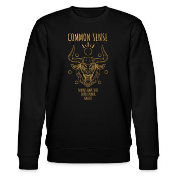Geburtstag Stier Sternzeichen Spruch - Stanley/Stella Unisex Bio-Sweatshirt CHANGER  - Schwarz - Vorne - Nik (191cm) & Marisol (170cm)