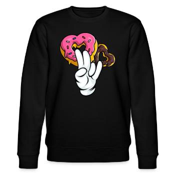 silly embarrassing sarcasm nerd geek donut - Stanley/Stella CHANGER Unisex Organic Sweatshirt - black - Front - Nik (191cm) & Marisol (170cm)