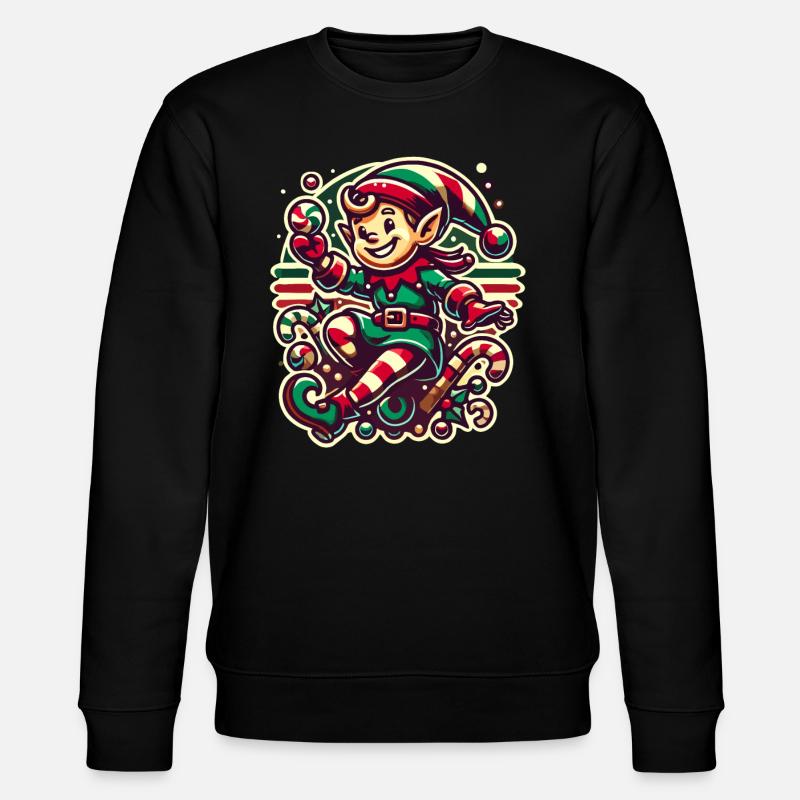Fröhlicher Weihnachtswichtel Illustration - Stanley/Stella Unisex Bio-Sweatshirt CHANGER  - Schwarz