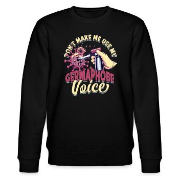 Nuclear phobia Mysophobia - Stanley/Stella CHANGER Unisex Organic Sweatshirt - black - Front - Nik (191cm) & Marisol (170cm)