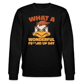 Ente Fucked Up Day - Stanley/Stella Unisex Bio-Sweatshirt CHANGER  - Schwarz - Vorne - Nik (191cm) & Marisol (170cm)
