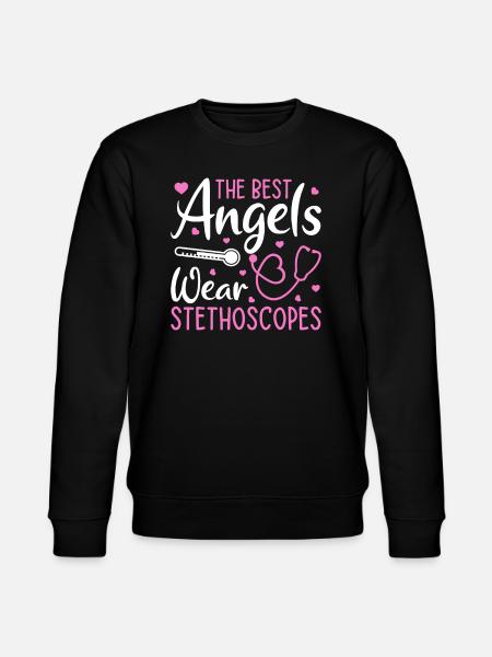 De beste englene bruker stetoskop - sykepleierstudent - Stanley/Stella CHANGER økologisk unisex-sweatshirt - svart