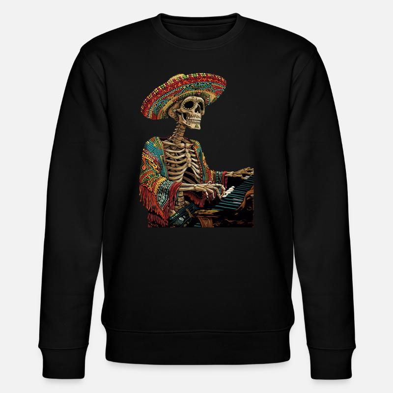 Klavier Mexikanisches Skelett - Stanley/Stella Unisex Bio-Sweatshirt CHANGER - Schwarz