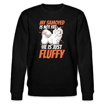 Samojede ist nicht dick Samojedenspitz Samojede - Stanley/Stella Unisex Bio-Sweatshirt CHANGER  - Schwarz - Vorne - Nik (191cm) & Marisol (170cm)