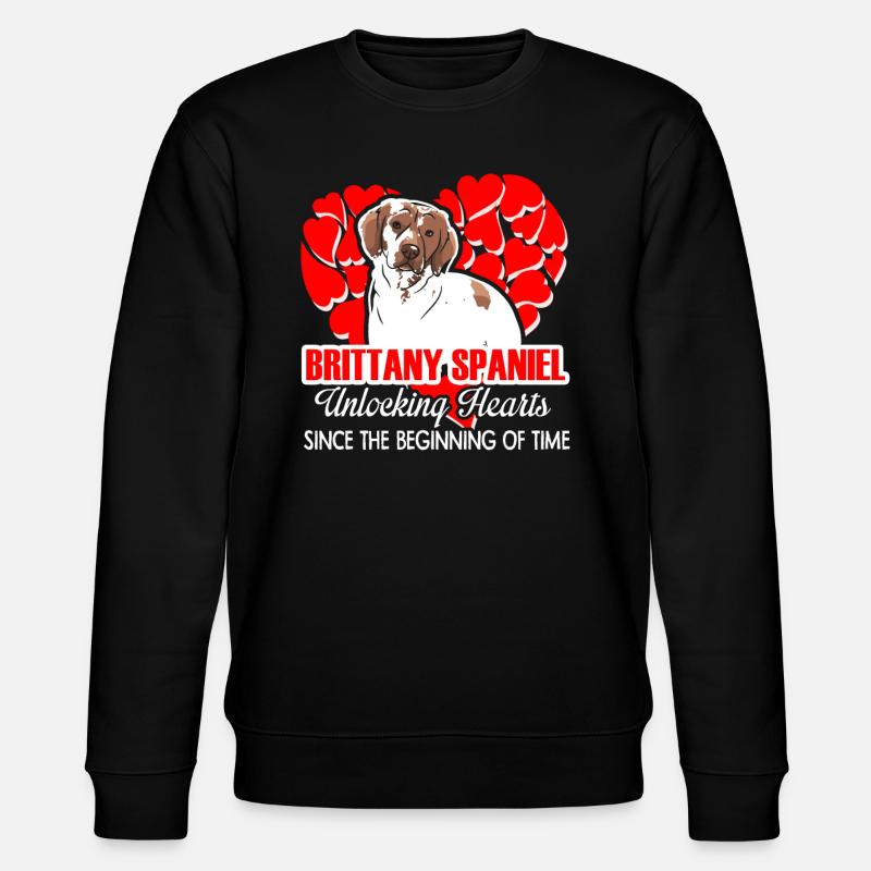Brittany Spaniel Unlocking Hearts - Stanley/Stella CHANGER Unisex Organic Sweatshirt - black