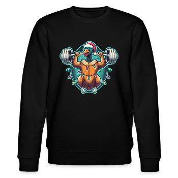 Lustige Weihnachtsgans Bodybuilding Weihnachten - Stanley/Stella Unisex Bio-Sweatshirt CHANGER  - Schwarz - Vorne - Nik (191cm) & Marisol (170cm)