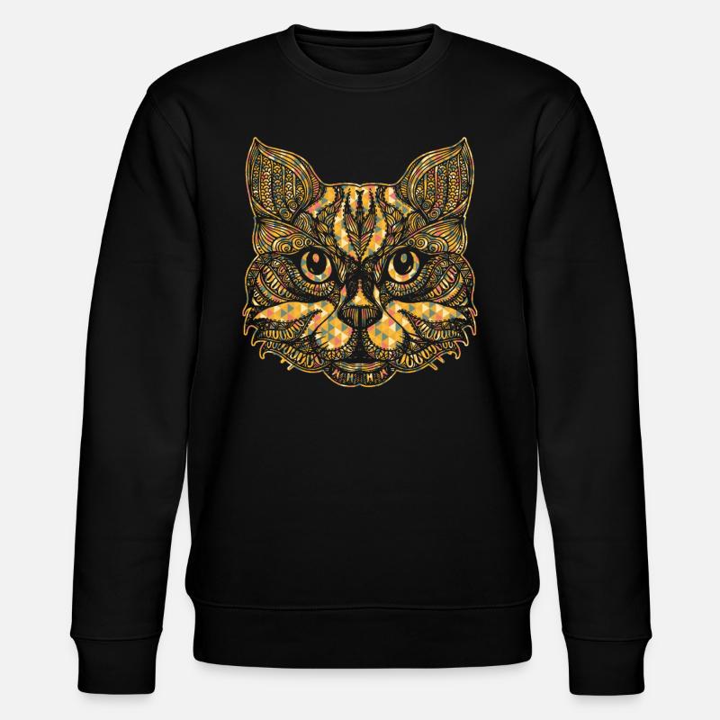 Cat Face Geometric - Stanley/Stella CHANGER Unisex Organic Sweatshirt - black