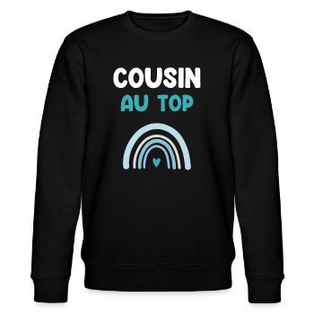 Cousin an der Spitze Regenbogen Cousine Geschenk - Stanley/Stella Unisex Bio-Sweatshirt CHANGER  - Schwarz - Vorne - Nik (191cm) & Marisol (170cm)