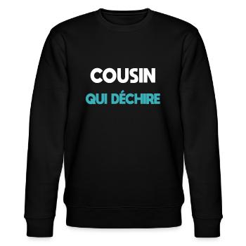 Cousine reißt Cousine Geschenk - Stanley/Stella Unisex Bio-Sweatshirt CHANGER  - Schwarz - Vorne - Nik (191cm) & Marisol (170cm)