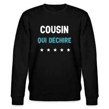 cousin qui déchire futur cousin homme cadeau - Sweat bio CHANGER Stanley/Stella Unisexe - noir - Devant - Nik (191cm) & Marisol (170cm)