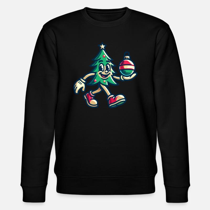 Fröhlicher Weihnachtsbaum Retro Look - Stanley/Stella Unisex Bio-Sweatshirt CHANGER  - Schwarz
