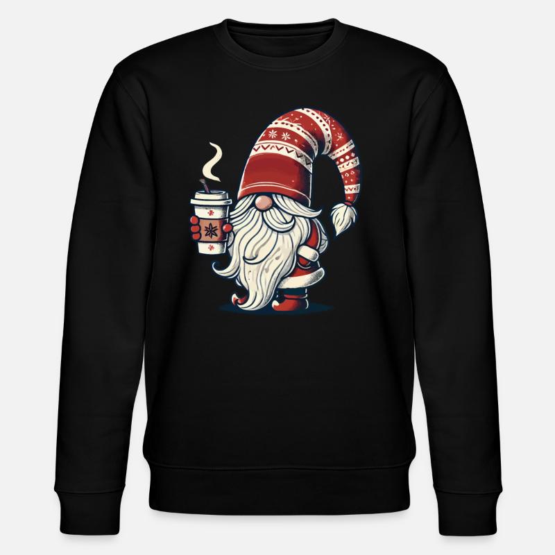 Christmas Gnome with Coffee Magic - Stanley/Stella CHANGER Unisex Organic Sweatshirt - black