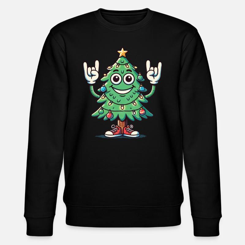 Lustiger Weihnachtsbaum Mit Rockhand - Stanley/Stella Unisex Bio-Sweatshirt CHANGER  - Schwarz