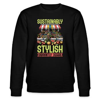 Vegetarian Sustainably Stylish Vibrantly Veganism - Stanley/Stella Unisex Bio-Sweatshirt CHANGER  - Schwarz - Vorne - Nik (191cm) & Marisol (170cm)