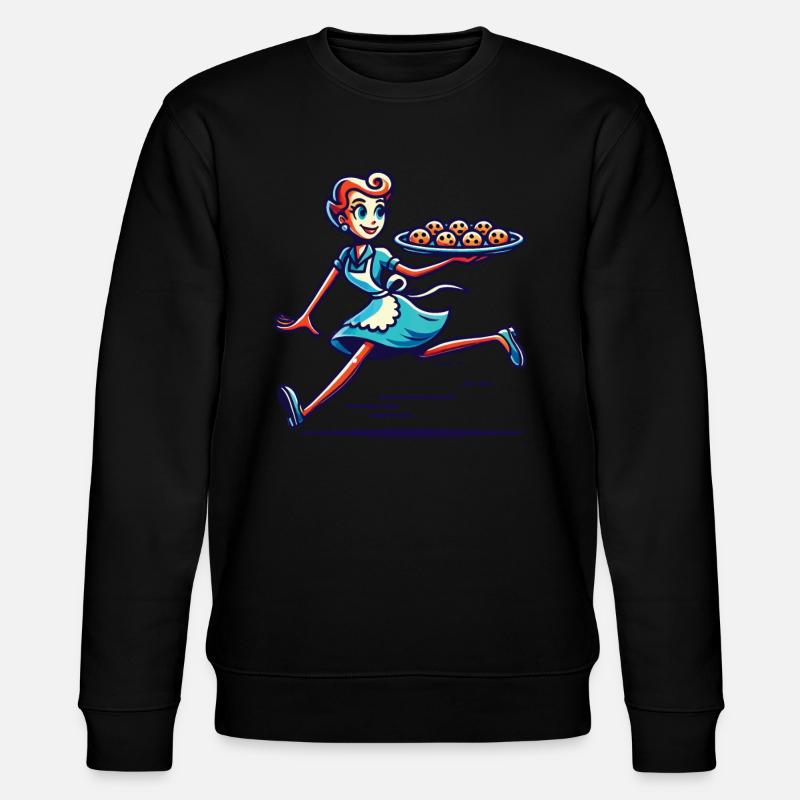 Cheerful baker serving fresh cookies - Stanley/Stella CHANGER Unisex Organic Sweatshirt - black