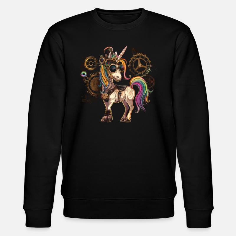 Steampunk Zubehör Steampunk Einhorn - Stanley/Stella Unisex Bio-Sweatshirt CHANGER  - Schwarz