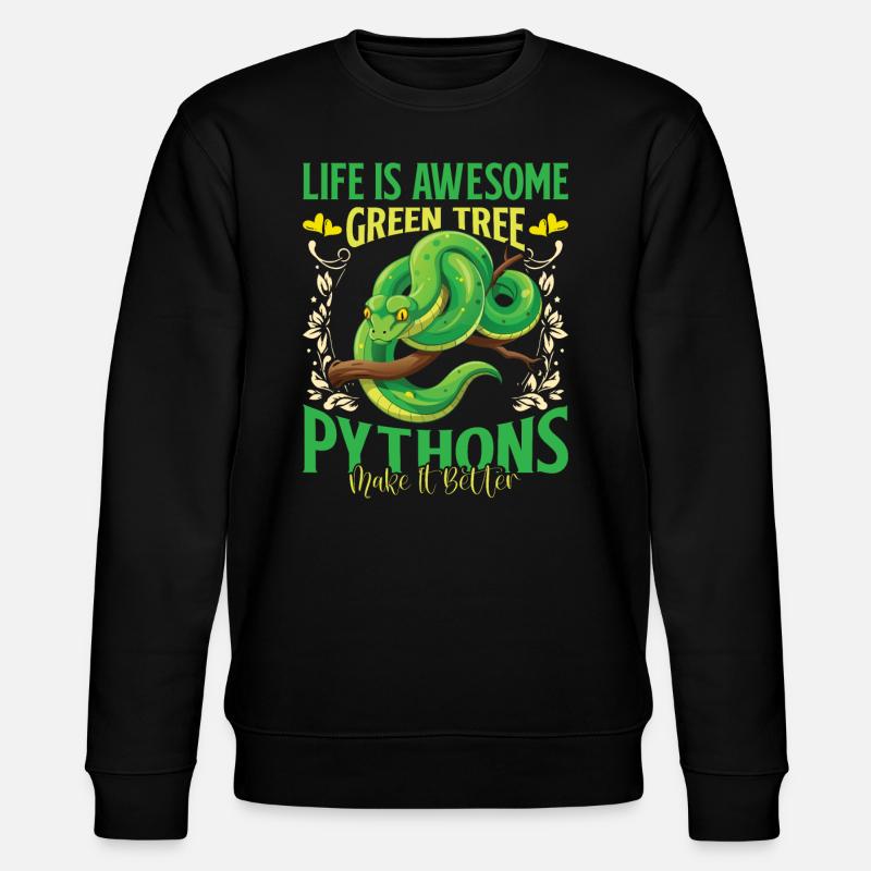 Green Tree Python - Stanley/Stella CHANGER Unisex Organic Sweatshirt - black