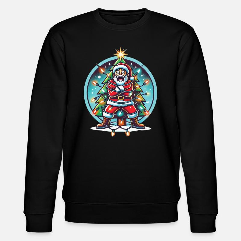 Christmas Electrocution Fun With Santa - Stanley/Stella CHANGER Unisex Organic Sweatshirt - black