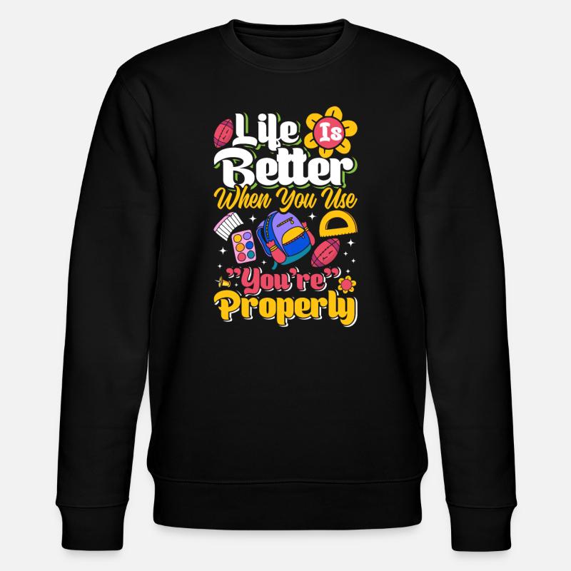 Funny English School Teacher - Stanley/Stella Unisex Bio-Sweatshirt CHANGER  - Schwarz