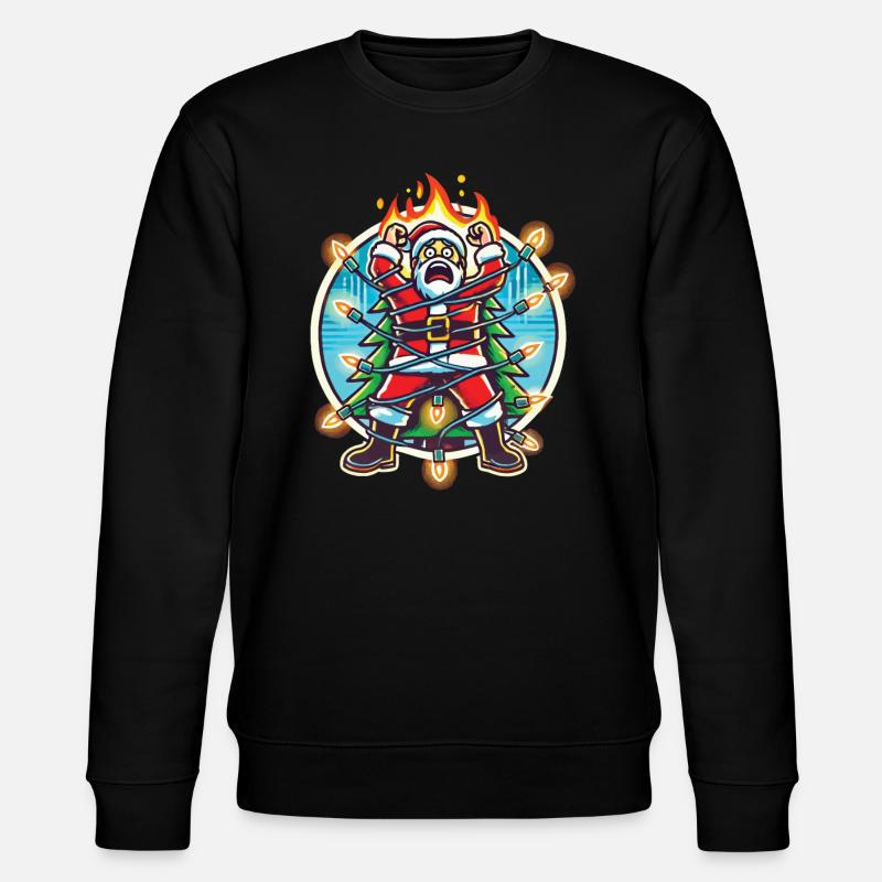 Weihnachtsmann Stromschlag Chaos Katastrophe - Stanley/Stella Unisex Bio-Sweatshirt CHANGER  - Schwarz