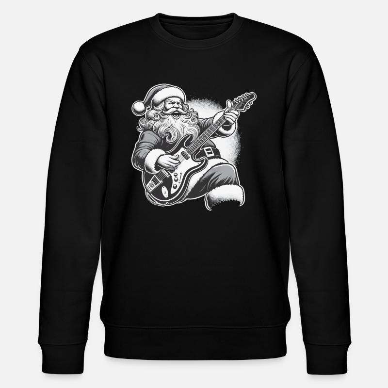 Rockender Weihnachtsmann Gitarre Spaß - Stanley/Stella Unisex Bio-Sweatshirt CHANGER  - Schwarz