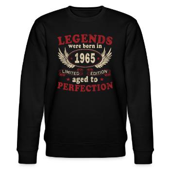 1965 - Jahrgang 1965 - Legende - Stanley/Stella Unisex Bio-Sweatshirt CHANGER  - Schwarz - Vorne - Nik (191cm) & Marisol (170cm)