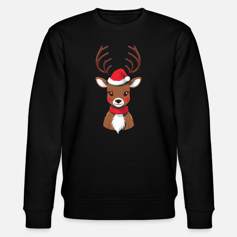 Christmas reindeer with cap - Stanley/Stella CHANGER Unisex Organic Sweatshirt - black