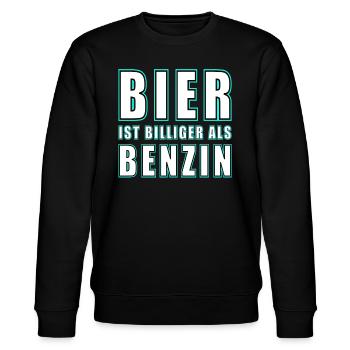 Bier ist billiger als Benzin! - Stanley/Stella Unisex Bio-Sweatshirt CHANGER  - Schwarz - Vorne - Nik (191cm) & Marisol (170cm)