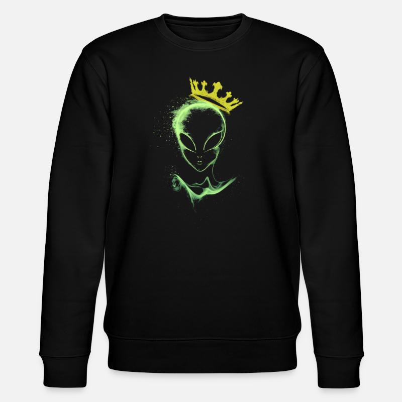 Alien mit Krone - Stanley/Stella Unisex Bio-Sweatshirt CHANGER  - Schwarz