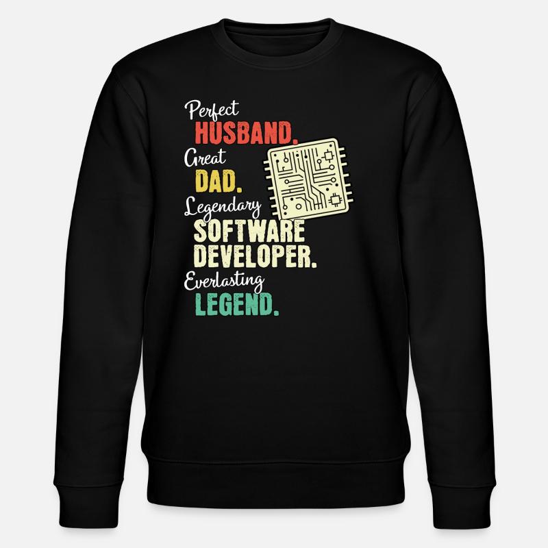 Software Developer Dad - Stanley/Stella CHANGER Unisex Organic Sweatshirt - black