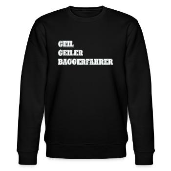 Geil Geiler Baggerfahrer - Stanley/Stella Unisex Bio-Sweatshirt CHANGER  - Schwarz - Vorne - Nik (191cm) & Marisol (170cm)