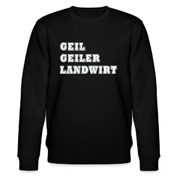 Geil. Geiler. Landwirt - Stanley/Stella Unisex Bio-Sweatshirt CHANGER  - Schwarz - Vorne - Nik (191cm) & Marisol (170cm)