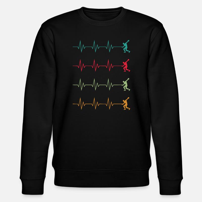 Herzschlag Herzlinie Herzfrequenz Discus Werfer - Stanley/Stella Unisex Bio-Sweatshirt CHANGER - Schwarz
