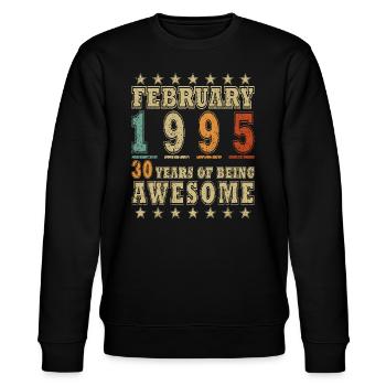 30. Geburtstag Februar 1995 Jahrgang 30 Jahre - Stanley/Stella Unisex Bio-Sweatshirt CHANGER  - Schwarz - Vorne - Nik (191cm) & Marisol (170cm)