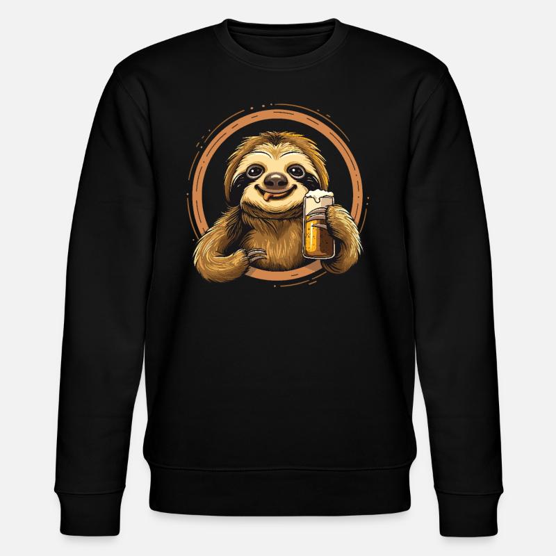 Sloth Beer Beer Drinker - Stanley/Stella CHANGER Unisex Organic Sweatshirt - black