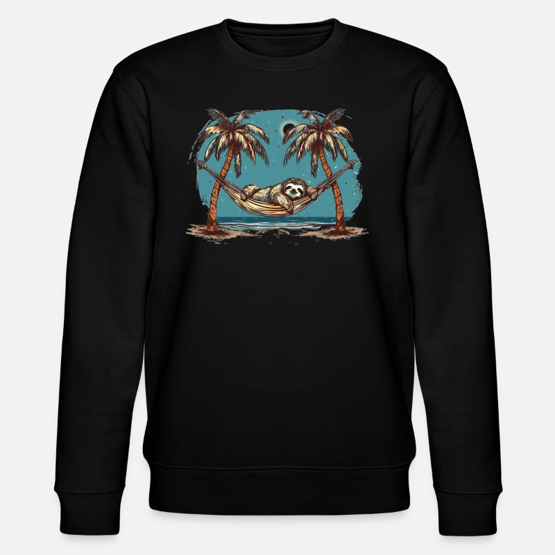Sloth Hammock, Beach, Chill - Stanley/Stella CHANGER Unisex Organic Sweatshirt - black