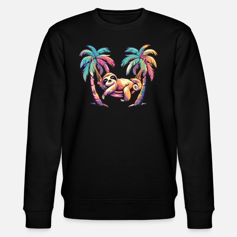 Sloth Hammock, Beach, Chill - Stanley/Stella CHANGER Unisex Organic Sweatshirt - black