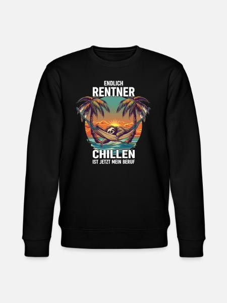 "Finally Pensioner" Chilling Sloth - Stanley/Stella CHANGER Unisex Organic Sweatshirt - black