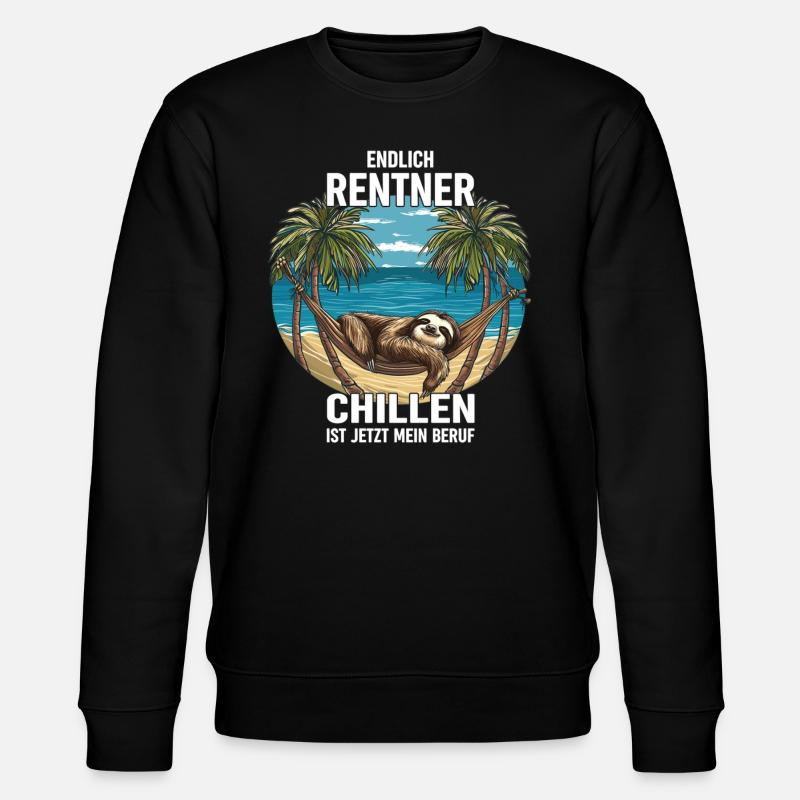 "Finally Pensioner" Chilling Sloth - Stanley/Stella CHANGER Unisex Organic Sweatshirt - black