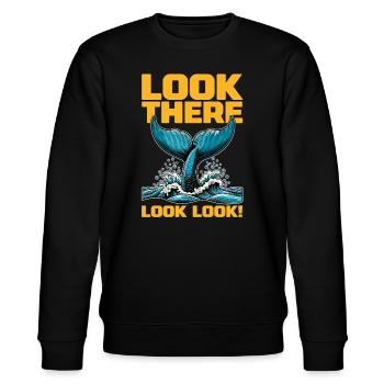 Whale Watching Look There Look Look Sea Creatures - Stanley/Stella CHANGER Unisex Organic Sweatshirt - black - Front - Nik (191cm) & Marisol (170cm)