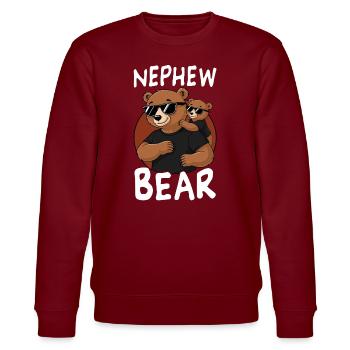 Nephew Bear - Stanley/Stella Unisex Bio-Sweatshirt CHANGER  - Burgunderrot - Vorne - Nik (191cm) & Marisol (170cm)